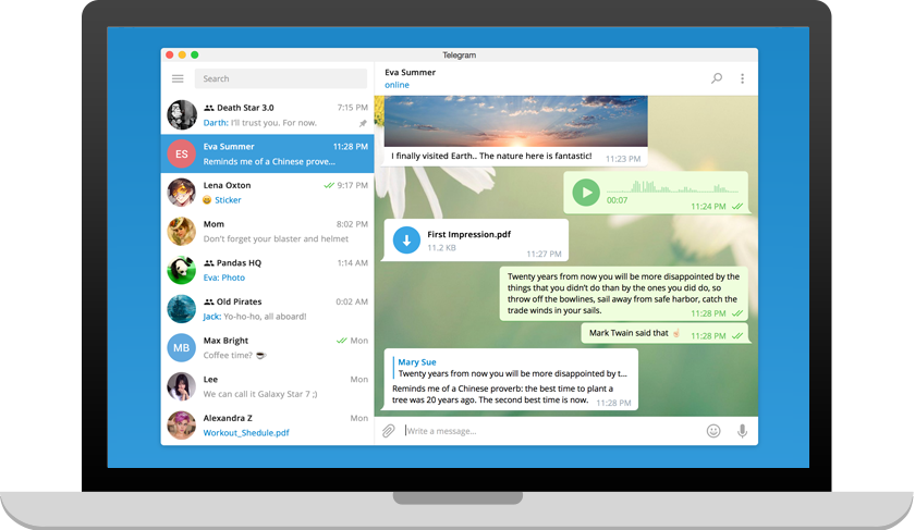 Telegram 桌面客户端界面预览